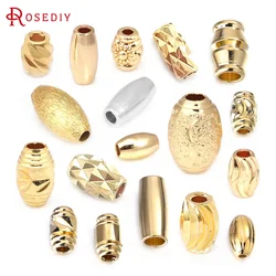 18K Gold Color Brass Faceted Oval Cylindrical Spacer Beads Bracelet Beads Jewelry Making Supplies Diy Findings Accessories