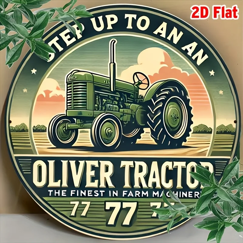 2D Flat, [2D Flat] 1pc Wall Art - Oliver Tractor Advertisement - Retro Sign - Vintage Aluminum Warning Poster for Danger Areas,