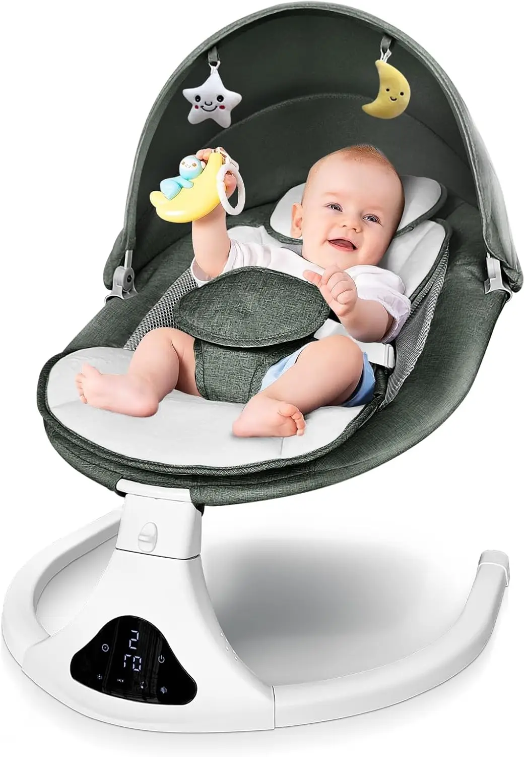 

Portable Electric Baby Swing with Remote, 5 Speeds & Bluetooth Music for Infants to Toddlers (Green)