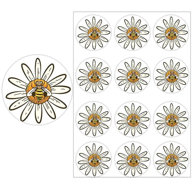 24-70pcs Honeycomb Custom Jar Labels Honey Bee Oval Stickers Thanksgiving Day Seal Label Chrome Paper Small Business Gift Tag