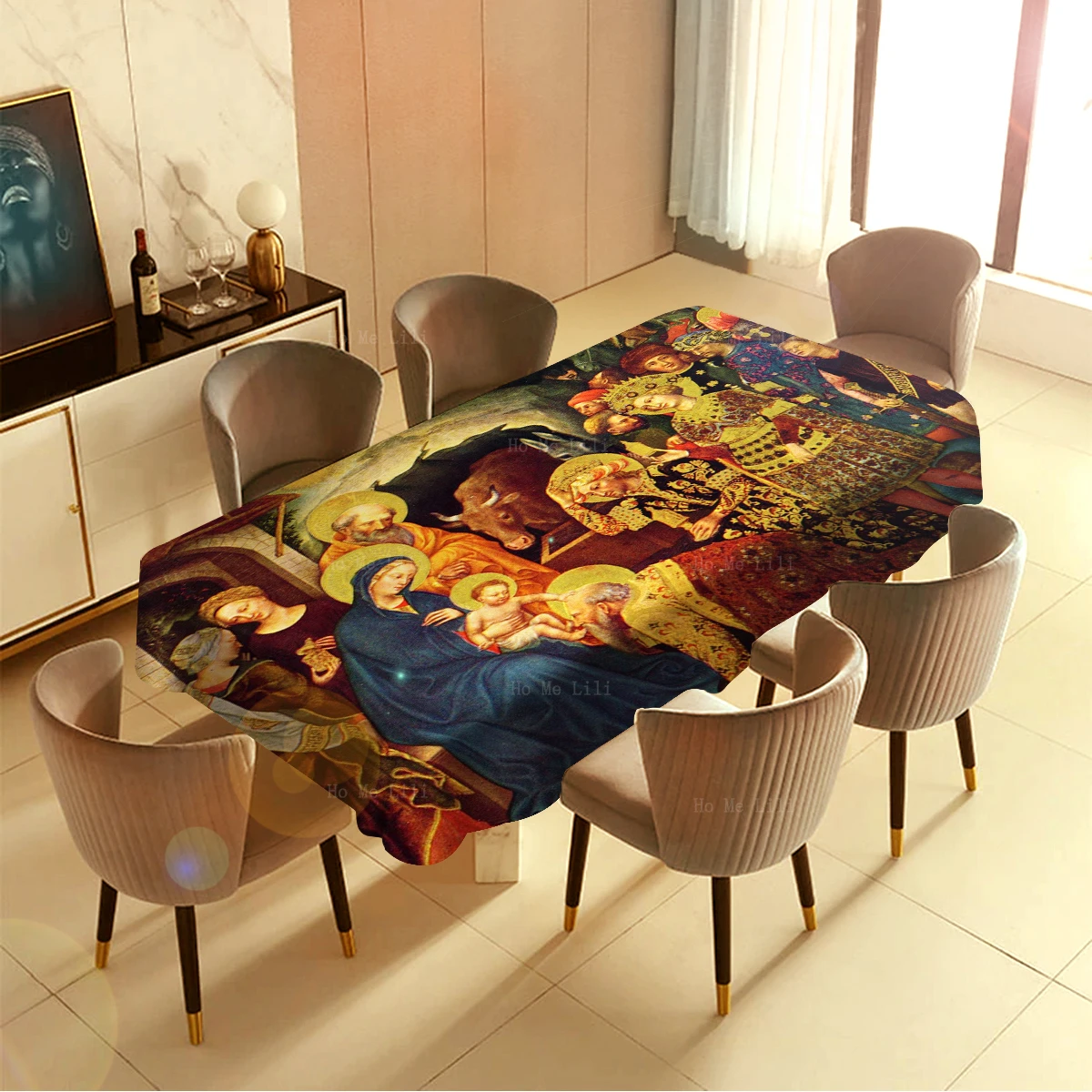 Star Bethlehem Worship Of Wise Men The Virgin And Child On Throne With Saints Tablecloth By Ho Me Lili For Table Decor