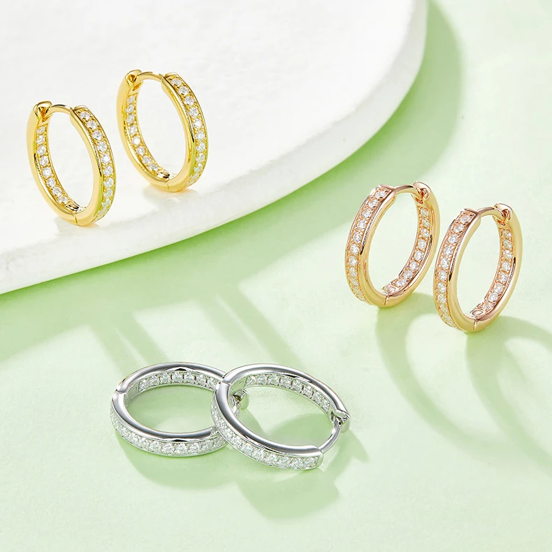 

Женские серьги-кольца с муассанитом S925, серебро 0,32 карата, сверкающие ювелирные изделия