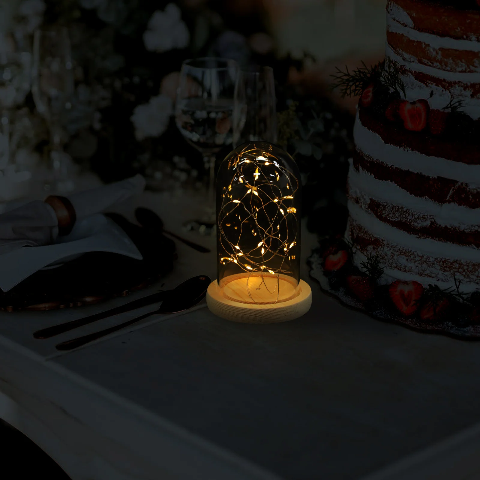 

1pc Led Creative Glass Dome Decor String Light Home Ornament Desktop Gift Glass Cover Decoration Warm Light For Indoor