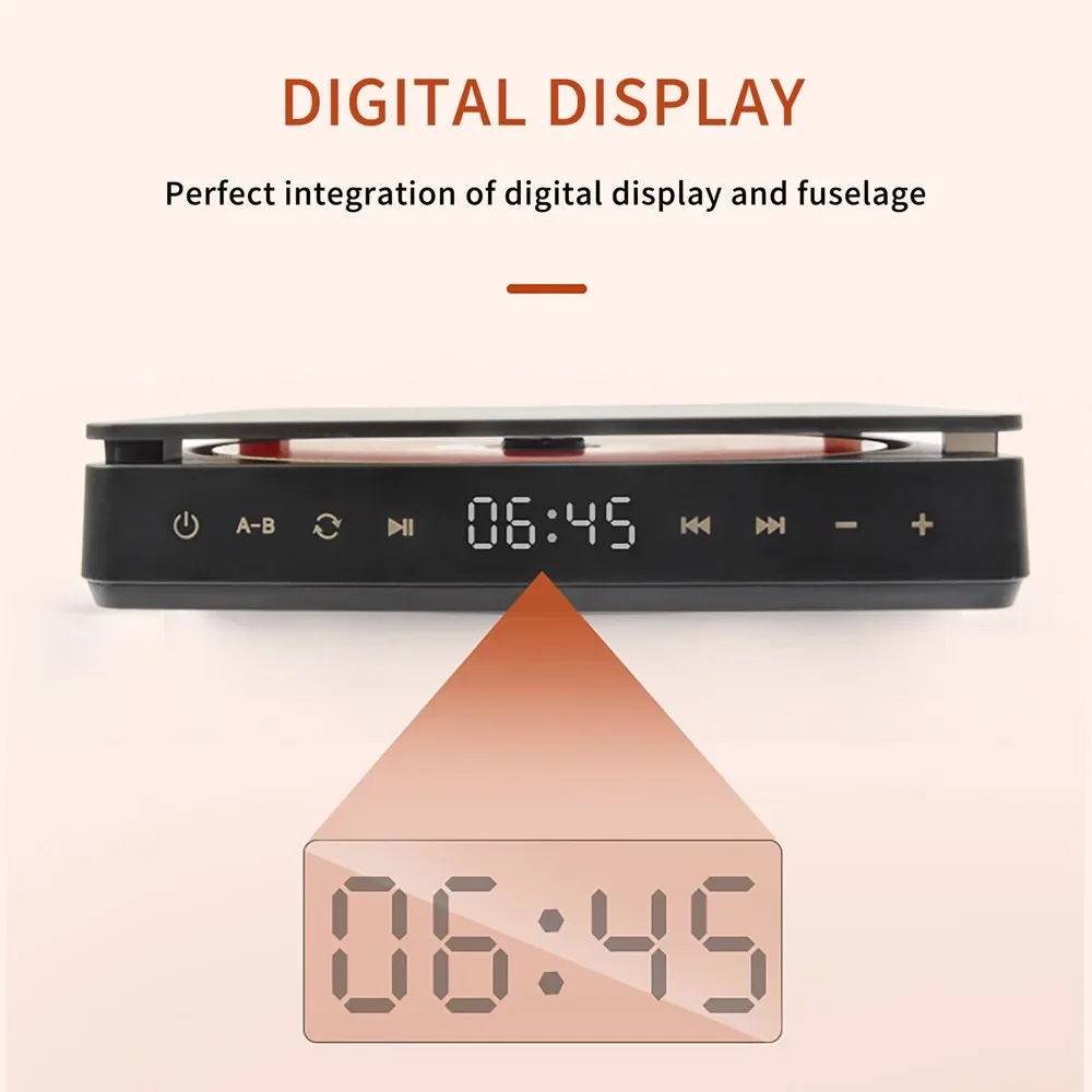 LEDデジタルCD付きポータブルレトロウォークマン,ウォーキングマシン,Uディスクプレーヤー,デュアルヘッドフォン,音楽プレーヤー,3.5mmディスプレイ,スマートタッチ,mp3