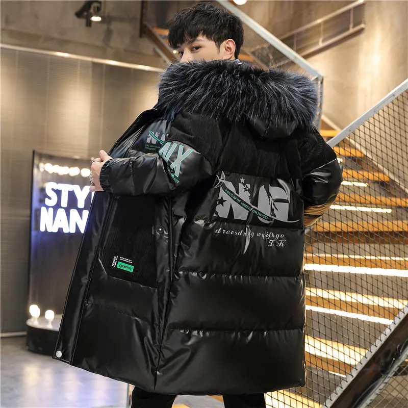 Casual 2024 Winter Long Hooded Down Cotton-Padded Jackets Men's Outwear Thick Warm Parkas Detachable Fur Collar Top Puffer Coats