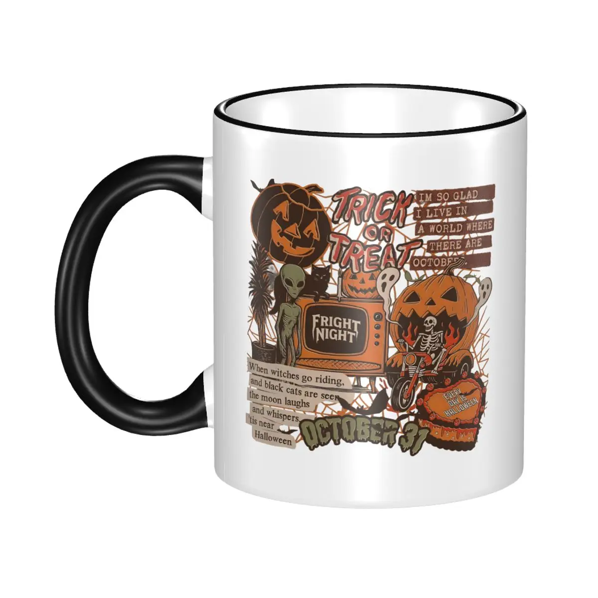 Retro Halloween Spooky Ghost Mugs Kawaii Coffee Cup Gift For Woman Man