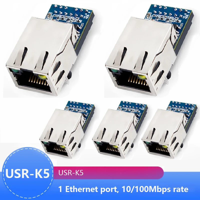 

5PCS USR-K5 UART to Ethernet Modules With tiny size Serial to Ethernet Converter Modules integrated with TCP/IP protocol