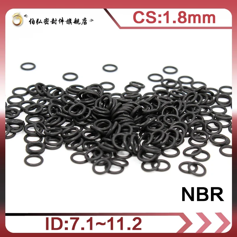 

Nitrile Rubber O-Ring 50PCS/lot Black NBR Sealing CS1.8mm IDID7.1/7.6/8/8.5/9/9.5/10/10.6/11.2mm O-Ring Seal Gasket Ring