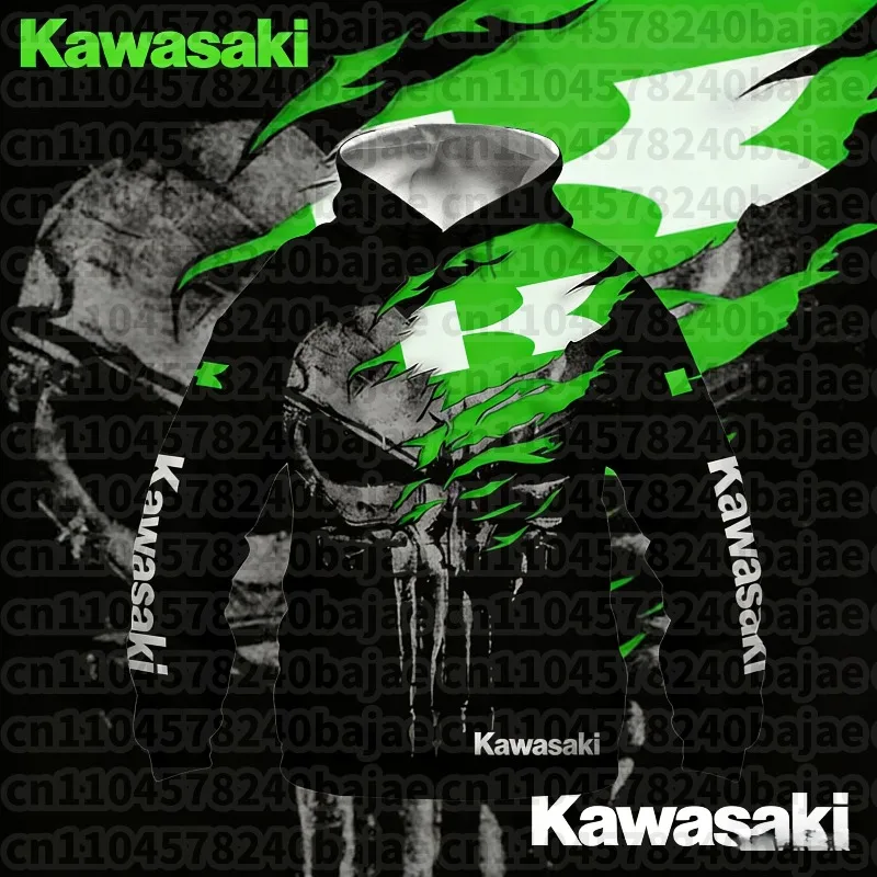 AliExpress 2025 3D Men's Long Sleeve Hoodie Kawasaki Motorcycle Sports Cycling Hoodie Children's Adult Comfortable Enthusiast Casual Shirt