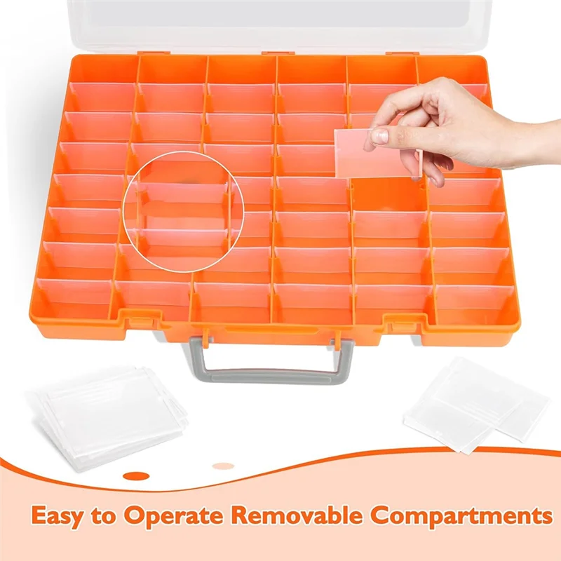 

WCS-48 Grids Large Plastic Organizer Box With Adjustable Dividers, Beads Storage Containers Compartment Tackle Box Case
