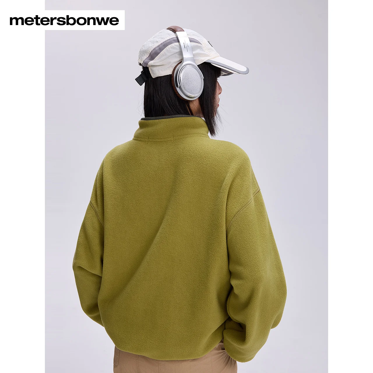 Metersbonwe-Maglione girocollo in pile con colletto rialzato semiaperto da donna Color Clash Abbigliamento casual morbido e confortevole. Autunno