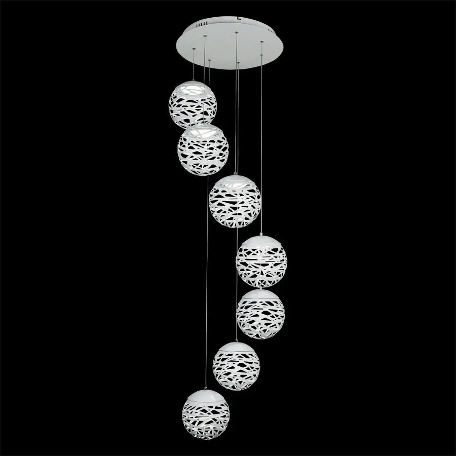 Spedizione gratuita moderna lampada a sospensione a led bianco nero pittura lampada a sospensione in metallo per scale sala da pranzo soggiorno illuminazione a sospensione