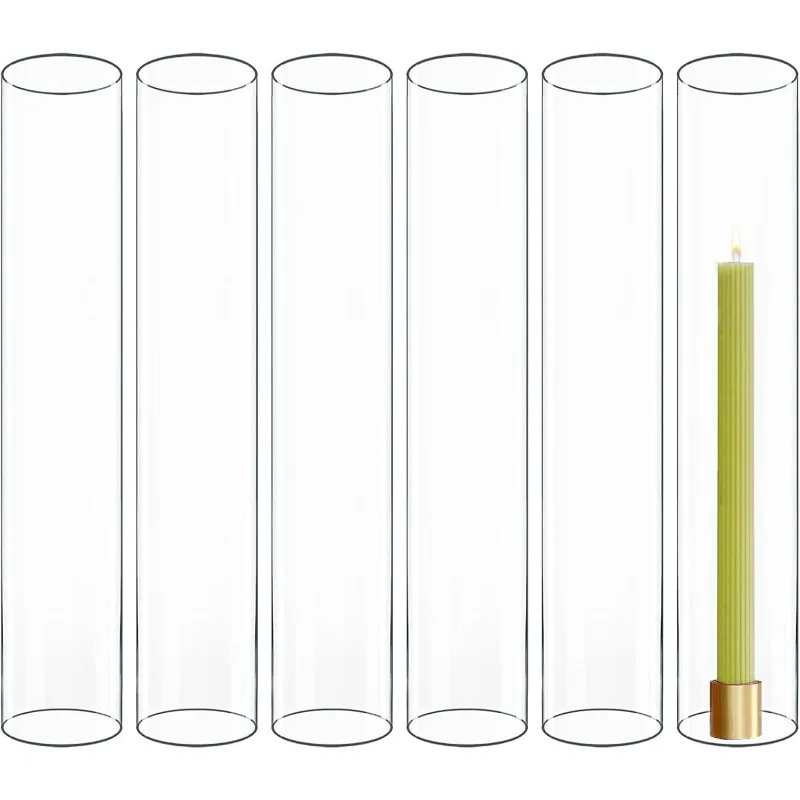 Glass Clear Classic Hurricane Candle Holder Open Ended Candleholder Tube Shape Bottomless for Wedding Party Table Centerpiece