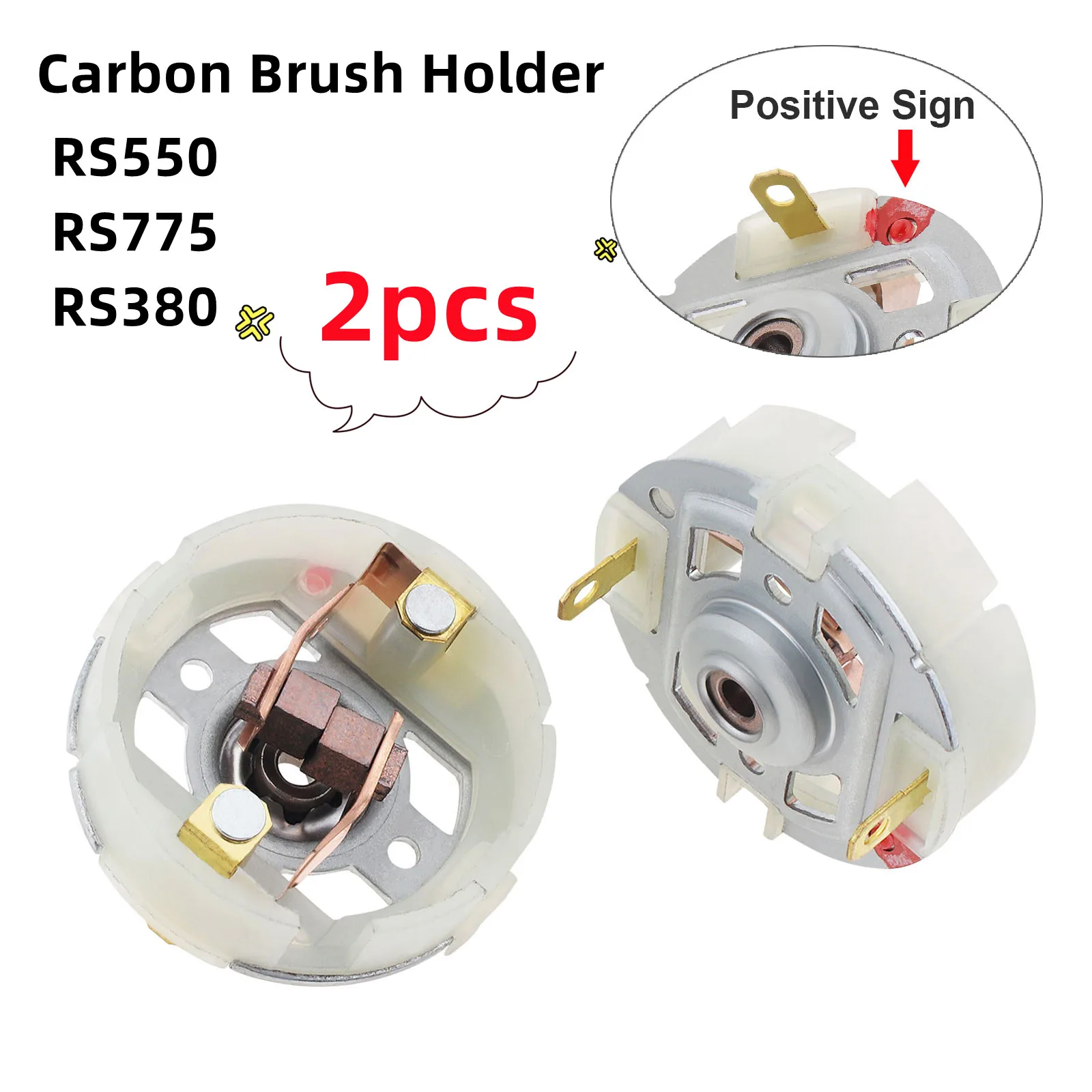 2pcs RS550 RS775 R380 DC Motor Carbon Brush Holder for Electric Drill / Electric Screwdriver with Copper Brushes Motor Tools