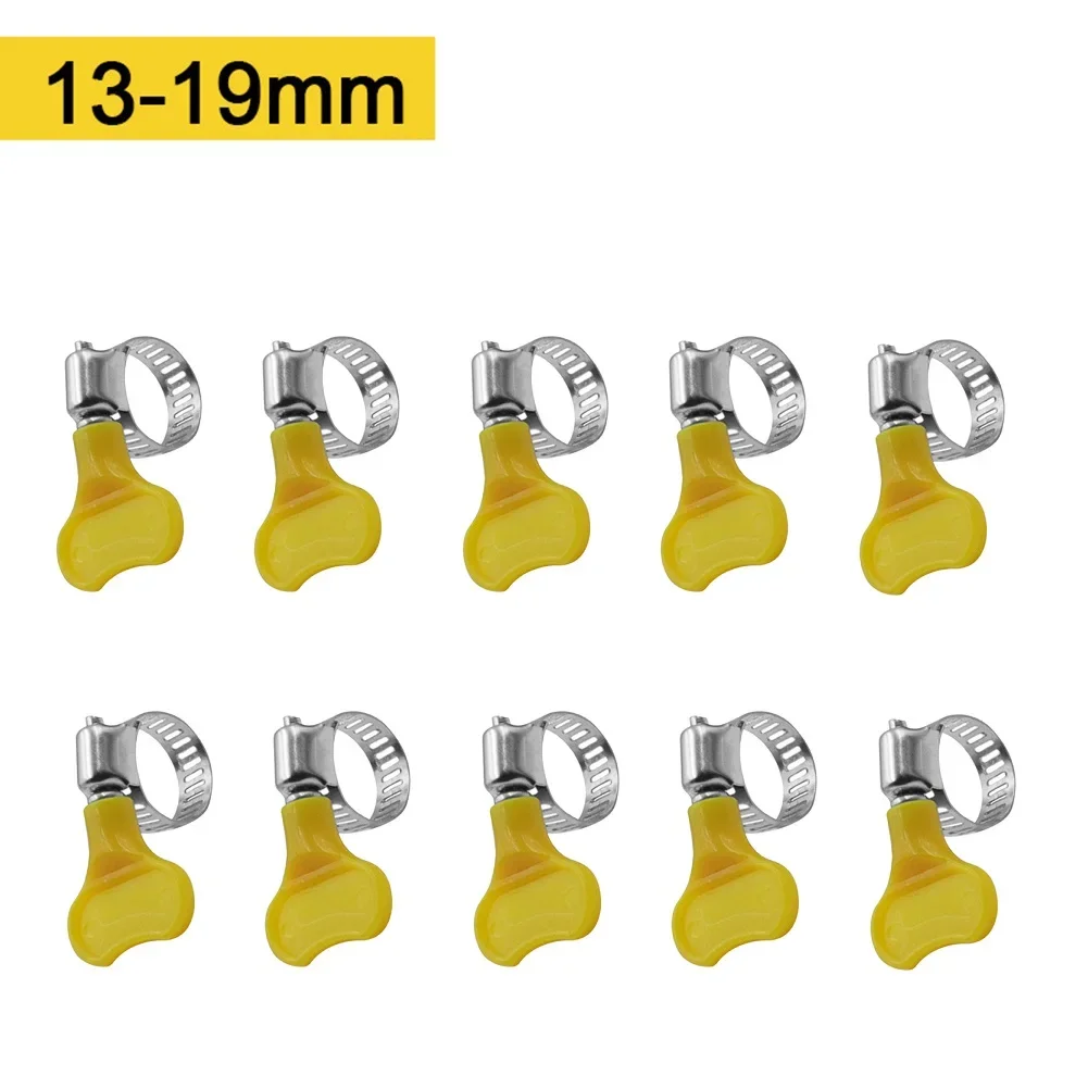 Fascetta per tubi carburante Clip per tubo Coppia potente regolabile Piccola gamma di serraggio Manico in plastica gialla 10-38 mm 10 pezzi