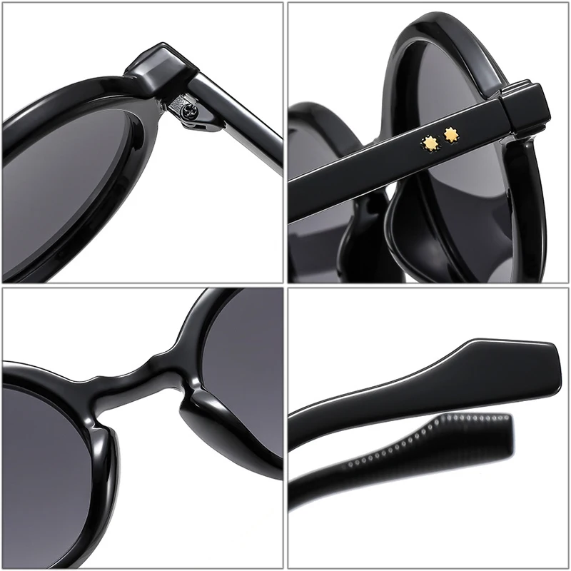 SO&EI Retro okrągłe Punk damskie okulary przeciwsłoneczne moda podwójny kolor gradientowe odcienie UV400 męskie nity okulary przeciwsłoneczne — zdjęcie 7