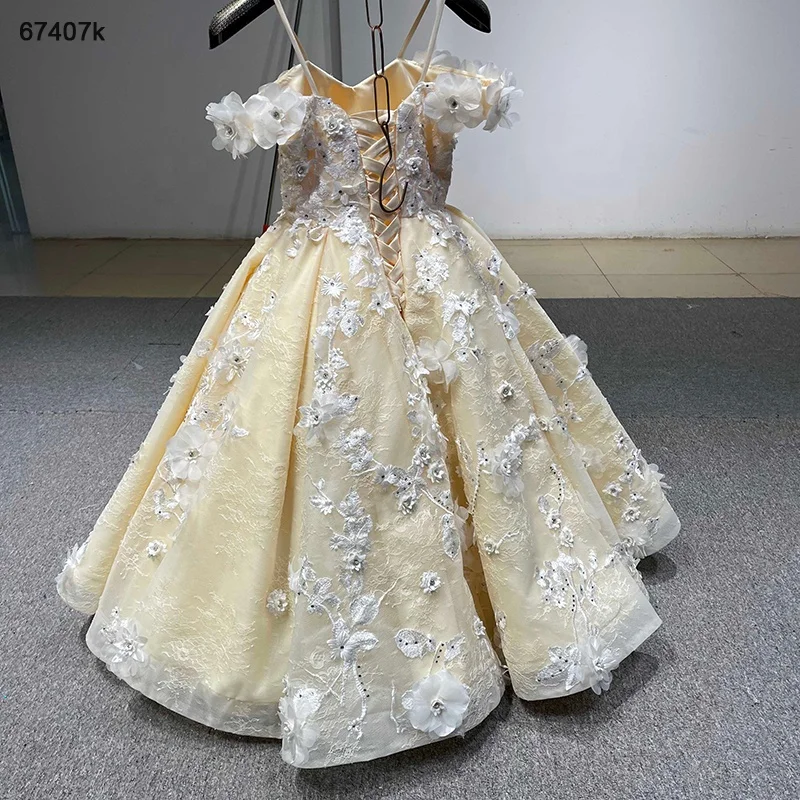 Jancember RSM67407k 2021 children's princess dress beautiful western style catwalk sling embroidered pearl puffy skirt