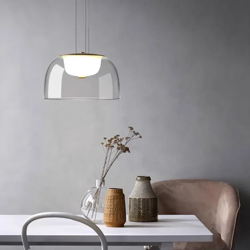 Lampe LED Suspendue en Verre au Design Nordique Post-Moderne, Luminaire Décoratif d'Nik, Idéal pour un Restaurant, une Chambre à Coucher, un Bar ou un oral et