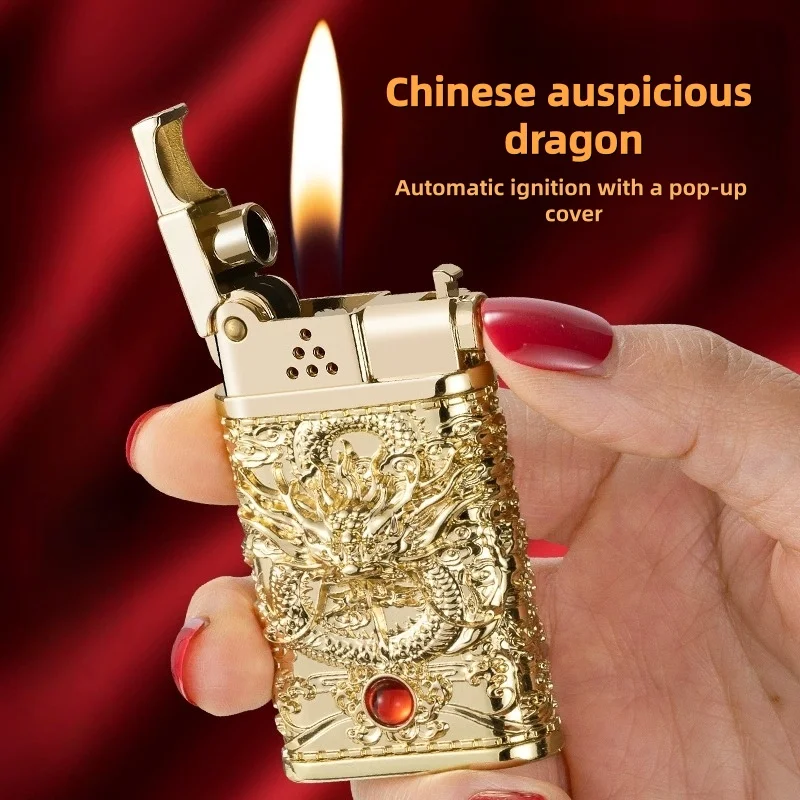 New Stylish Metal Windproof Lighter, Unique Smart Cigar Lighter Exquisite Memorial Gift for Men