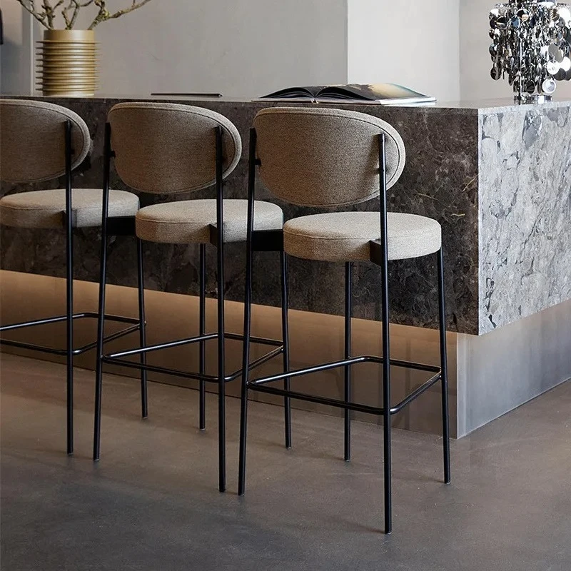 

Modern Bar Stool Nordic Minimalist Home High Stool Bar Chair Seat Height Backrest Dining Chair Family Business Cafe Chairs