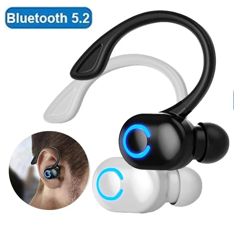 Bluetooth 5.2 Wireless Headset Single Ear-Hook Earplugs Ultra Long Battery Life Business Earphone Mobile Phone Headphone Earbuds