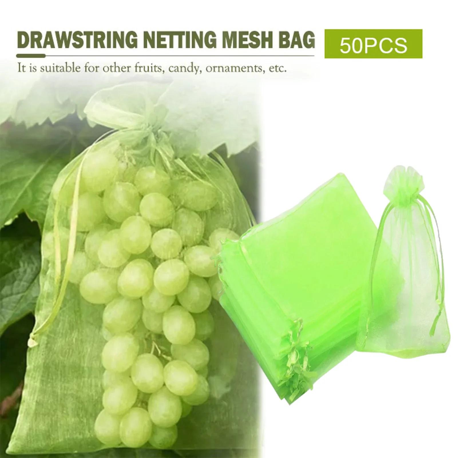

50 шт. мешков для защиты фруктов от птиц, сетчатые мешки для клубники и винограда, сетка для овощей, защитное покрытие для растений, садовый инструмент