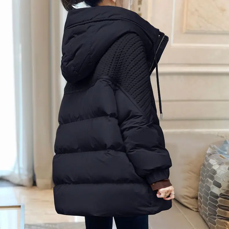 2023 Winter Fashion Hooded Down Women Coat Thickened Mid Length White Duck Down Girls Parkas Korean Women's Windproof Overcoat