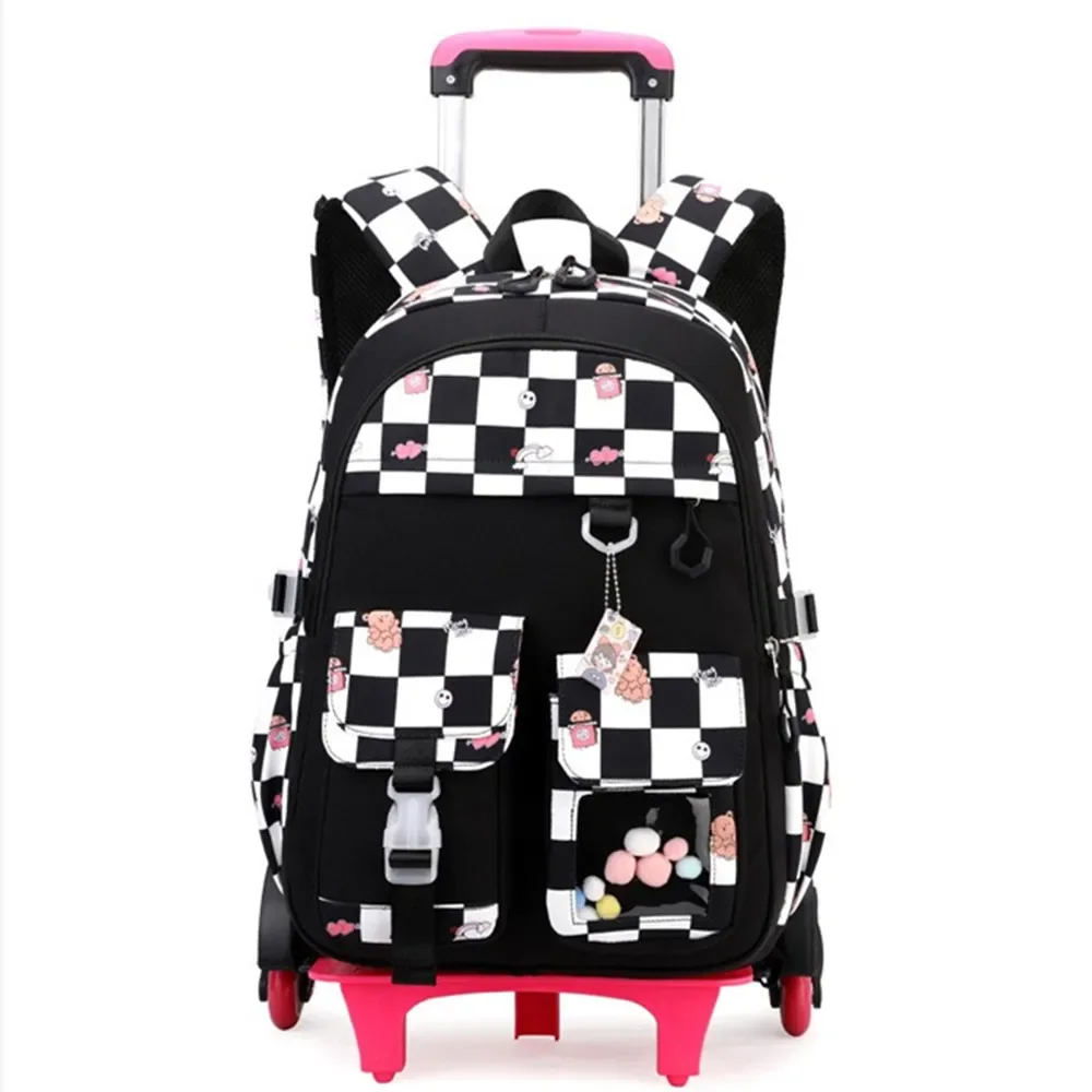 Cartoon Waterpoof Girl Boy 3/6 Wheels Trolley Schoolbag Removable Children Fold Backpack Kids Luggage Travel School Bags Handbag