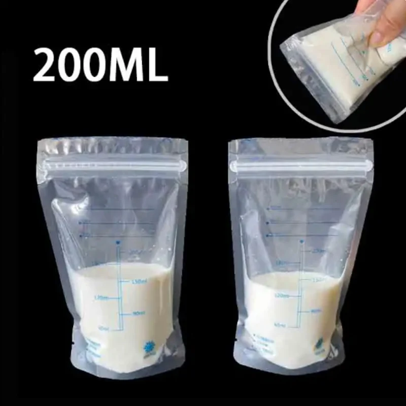 30Pcs 200ml Milk Freezer Bags Mother Milk Baby Food Breast Milk Bag BPA Free Baby Safe Feeding Bag Feeding Breast Pump Save Part