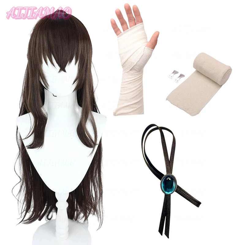 Dazai Osamu Cosplay Perruque pour Femme, Cheveux Synthétiques, Bonnet de Perruque, Degré de Chaleur, Anime, Long, 100cm