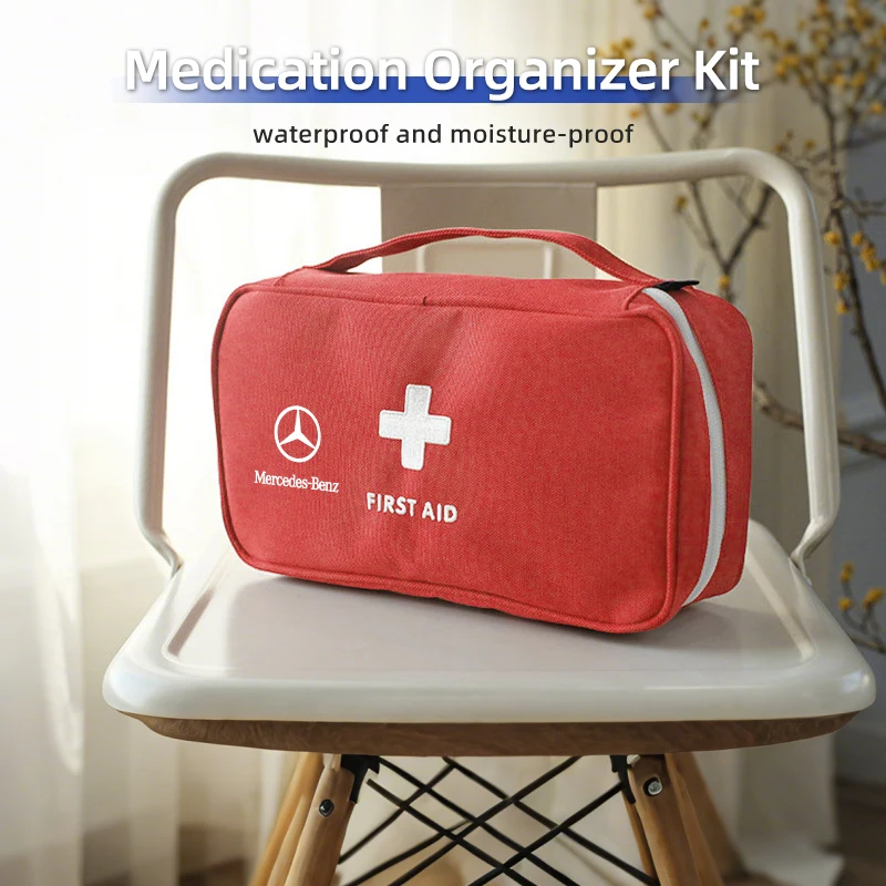 شعار السيارة المحمولة الإسعافات الأولية الطب المنظم السفر مجموعة طبية صغيرة لمرسيدس بنز AMG A C E Class W201 W210 W108 W204