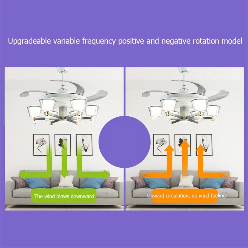 TYLA Lamp With Ceiling Fan White With Remote Control Invisible Fan Blade LED Fixtures Home Decorative For Living Room Bedroom