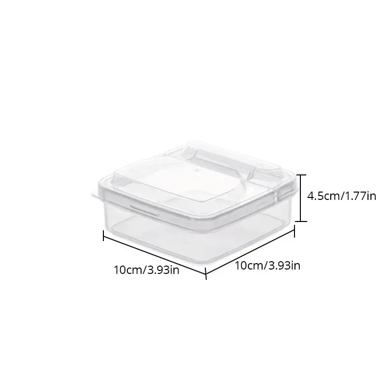 2Pcs 10X10X4.5CM Transparent Butter Cheese Storage Box Portable Refrigerator Fruit Vegetable Fresh Keeping Kitchen Storage Box