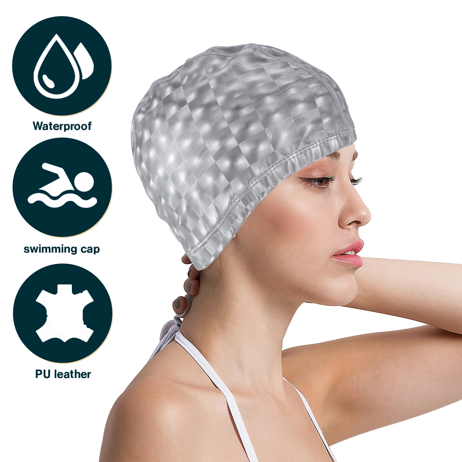 

Swimming Cap Lightweight PU Adult Swim Hats for Women Men Less Resistance Durable Optimum Fit Protect Hair Easy Wear Friendly