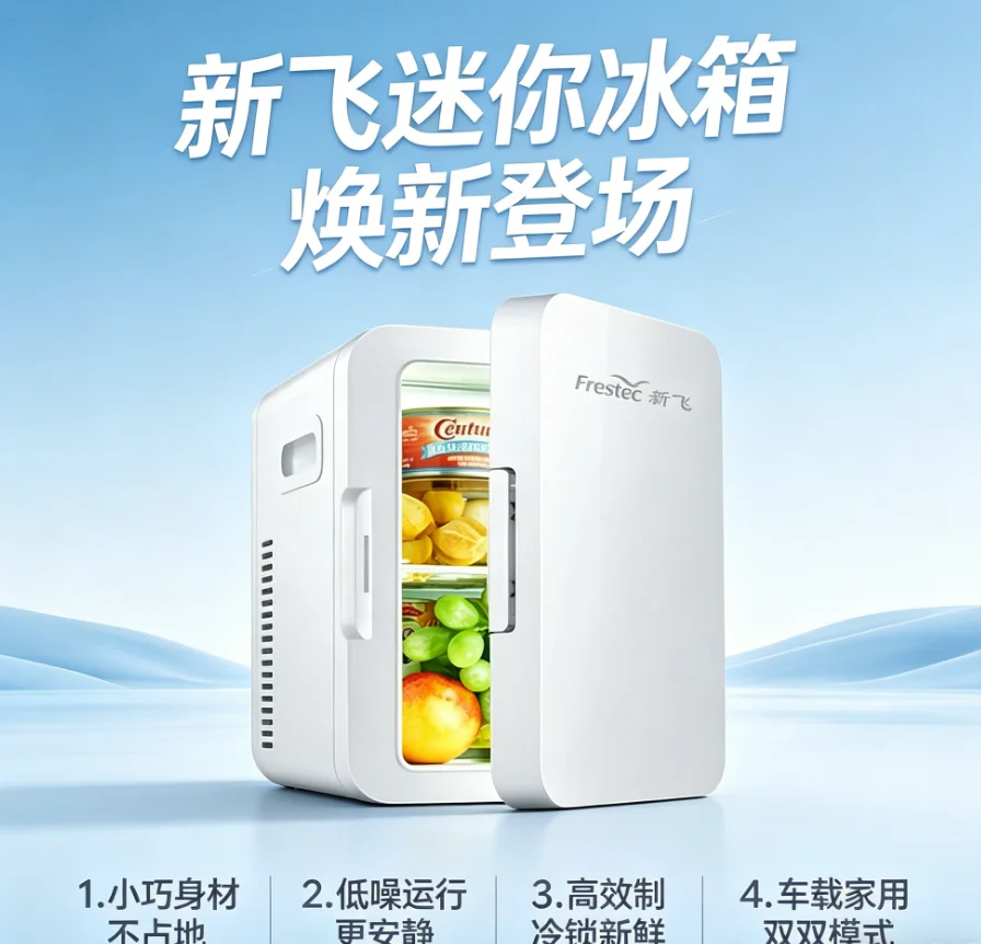 12V\110V\220V Frestec Mini Fridge Portable Car Refrigerator Cooling Heating for Dorm Car Home Use LYH