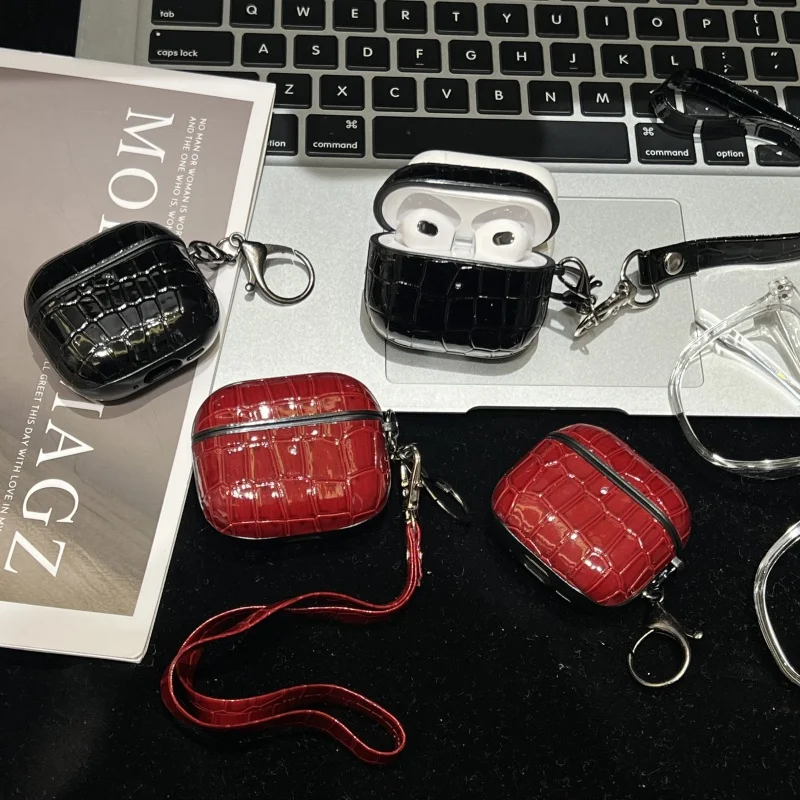 

Luxury crocodile leather Earphone Case for Apple AirPods 1 2 3 4 Pro Pro 2nd Pro2 alligator Bluetooth headset headphone Cover