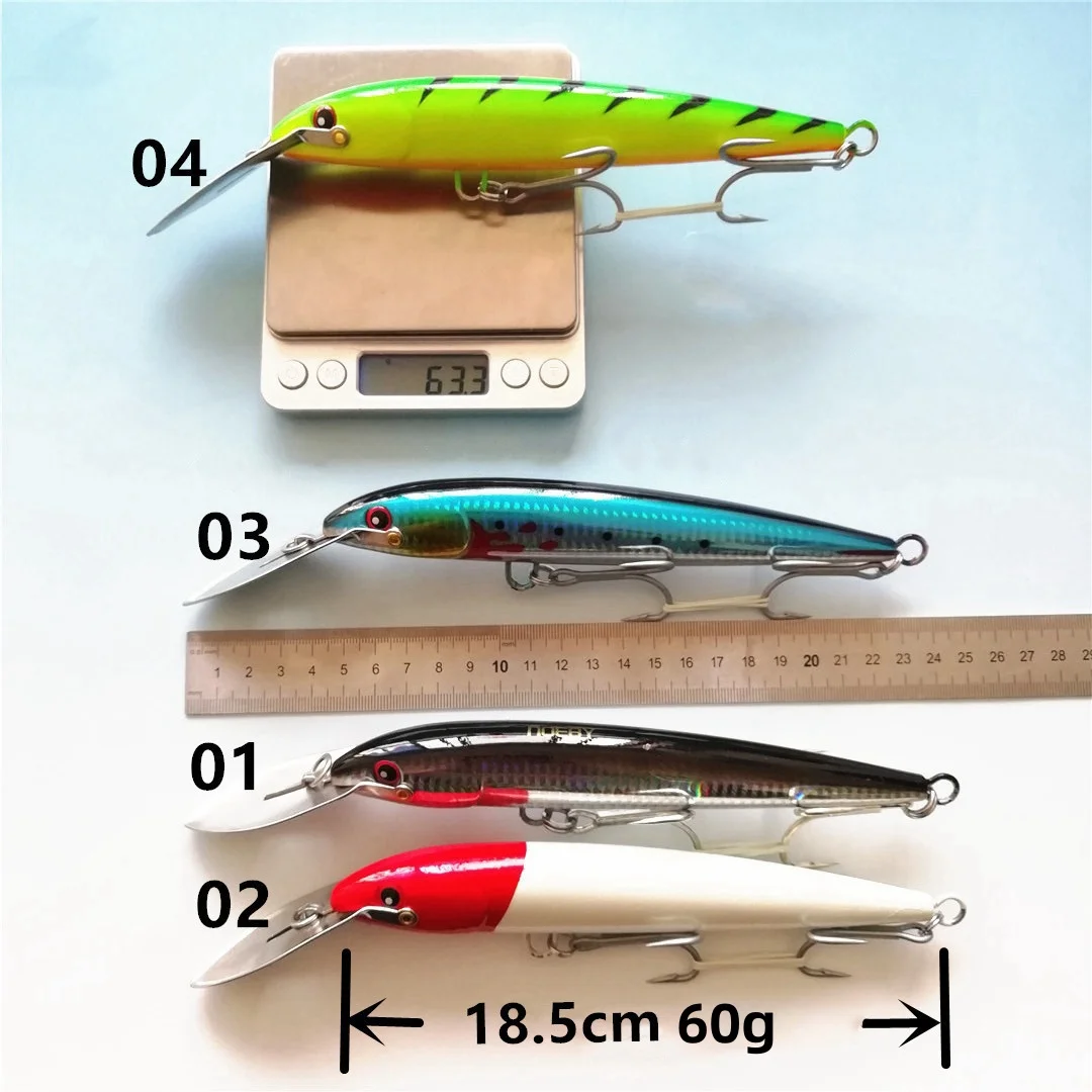 Noeby 3PCS 185mm 60g Floating Hard Bait Minnow Lures 5-6m Crankbaits Set for Bass Fishing Tackleg Lures