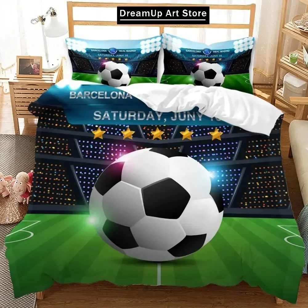 

Soccer Duvet Cover Set Sports Blue Flame 3D Printed Football Comforter Cover Set for Kids Boys Soft Microfiber Queen/King Size