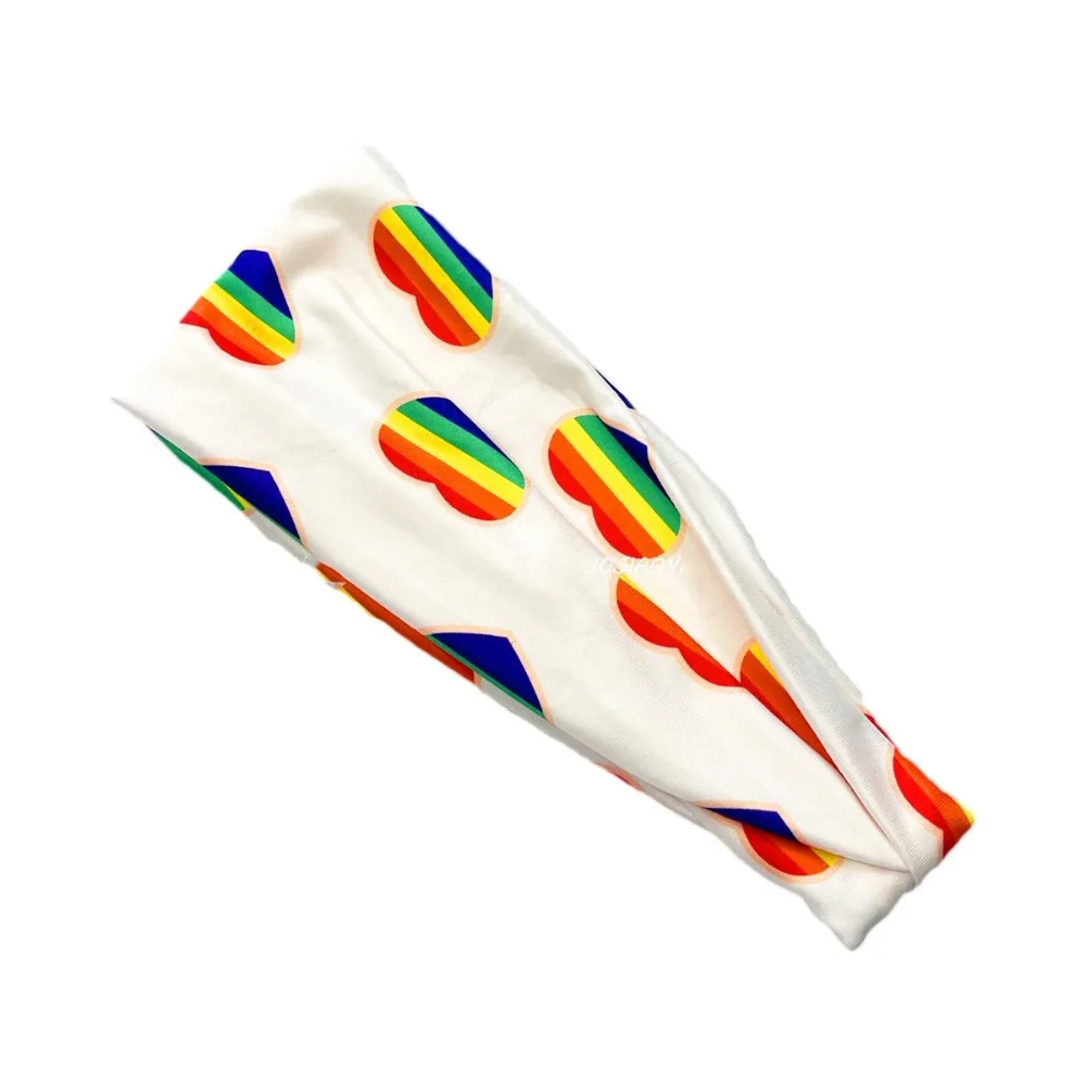 Sweet Parade Rainbow Elastic Headband Soft Breathable Rainbow Headband Yoga Sports Hairband Headwear Sports Hairband Party