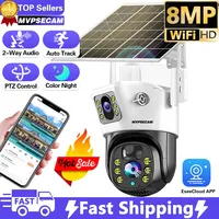 EseeCloud 4K 8MP WiFi Solar Battery PTZ Camera Dual Lens Dual Screen Outdoor AI Tracking Security Protection Video Surveillance