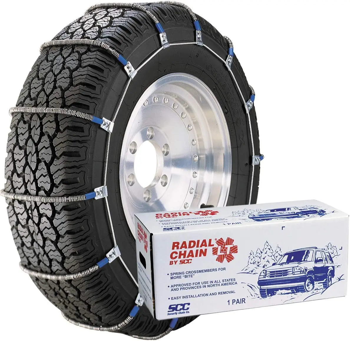 Light Truck Tire Traction Chains Set of 2 - Easy Mount, All-Steel for Smooth Ride