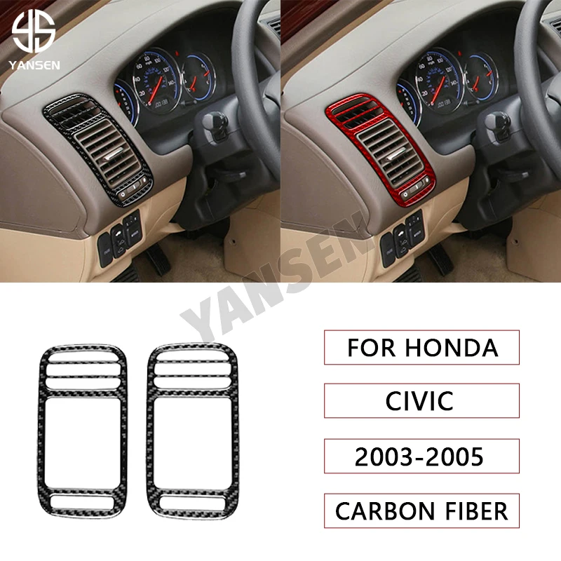 

Real Carbon Fiber Instrument Dashboard Air Vent Outlet Cover Trim Car Accessories For Honda Civic 2003 2004 2005