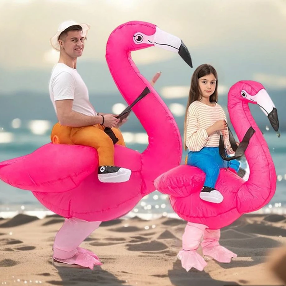 Funny Inflatable Flamingo Ride-On Costume for Adults and Kids - Great for Parties Halloween Christmas Thanksgiving Carnival