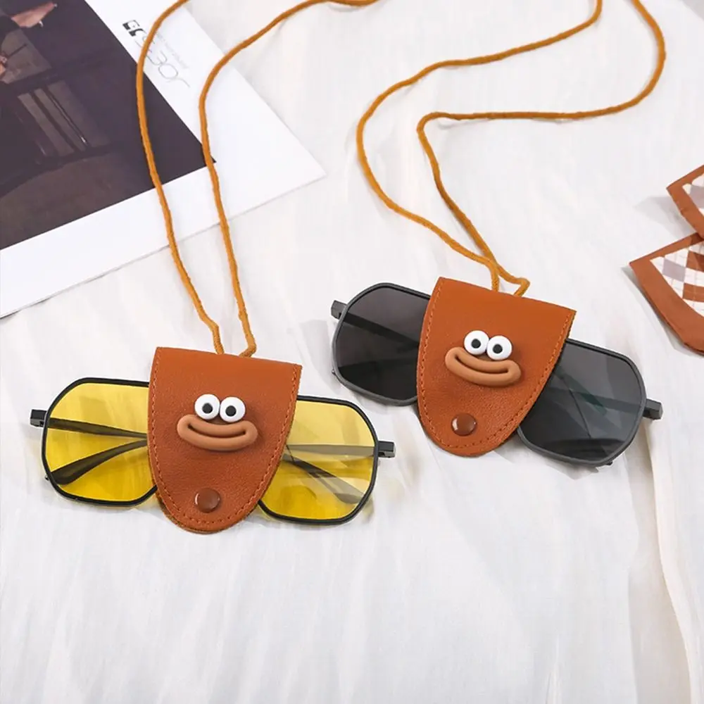 

Simple Leather Eyeglasses Storage Bag Pendant Multifunction Storage Hanging Rope Glasses Clip Unisex Hanging Sunglasses