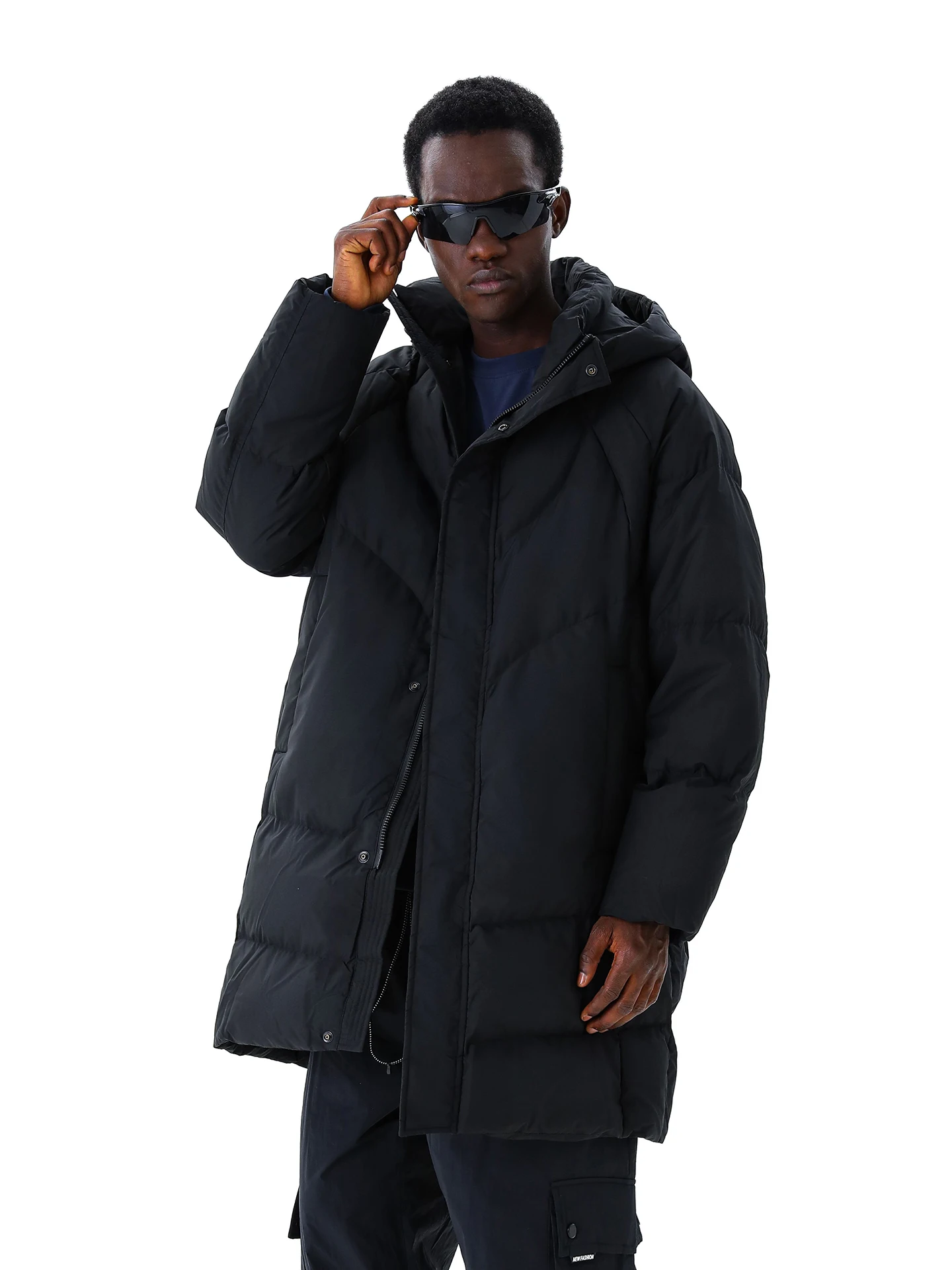 

MMOPTOP Men's Thiened Windproof Hooded down Jaet Mid-Length Casual Loose Outerwear Polyester Fiber Du down Filling
