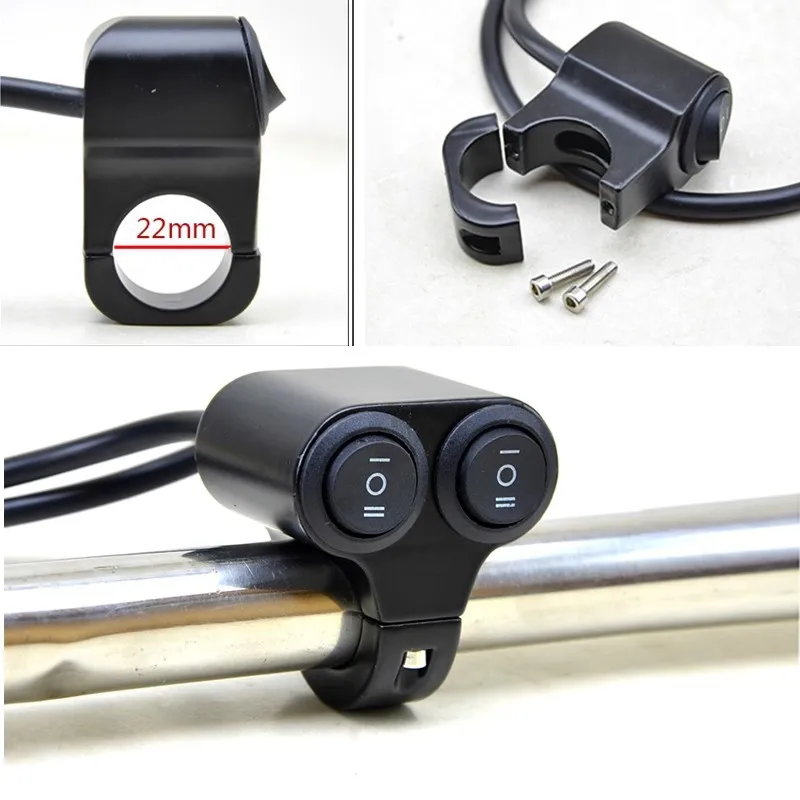 7/8 Zoll/22mm Motorrad-Lenker 12V Scheinwerferschalter Doppelknopf-Steuerung Wasserdichter Blinker-Lautsprecherschalter Modifiziertes Zubehör