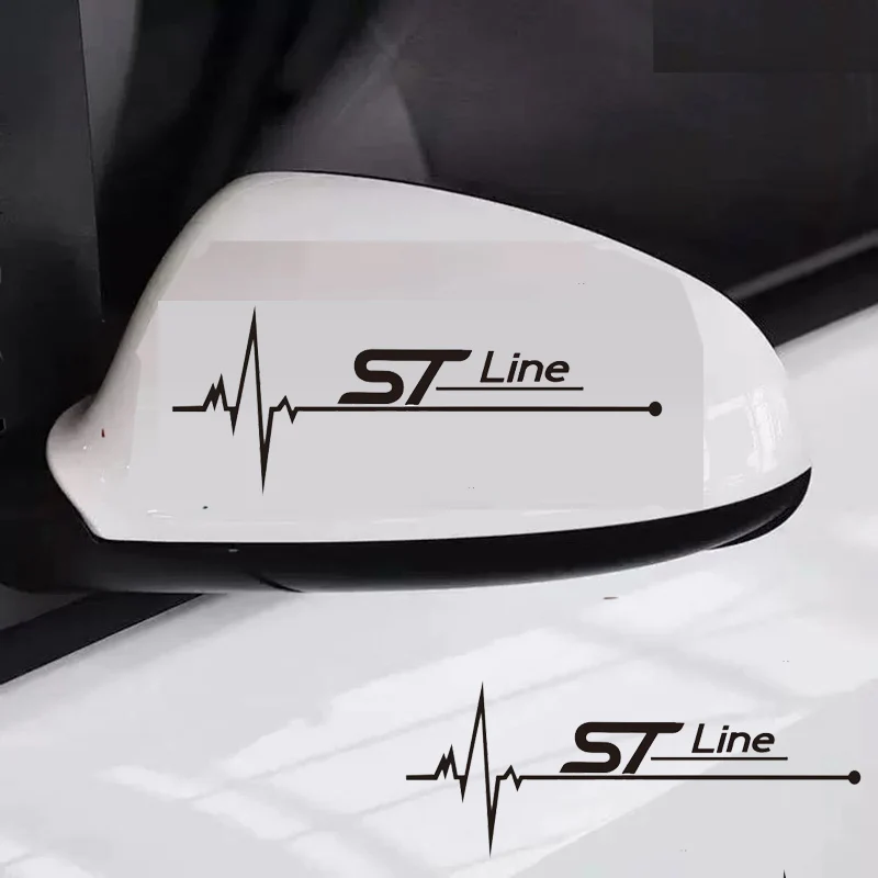 2Pcs STLINE Car Rearview Mirror Sticker For Ford Fiesta Mondeo Fusion Escape Edge Ecosport Focus Ranger Ghia MK2 MK3 MK4 view 2