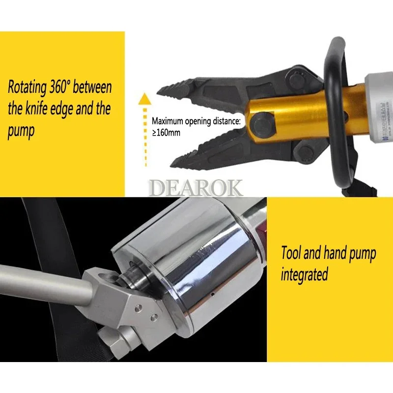 1PC KJI-20CB Pinza da taglio idraulica rotativa universale 63MPa PortableExpander Multi-pinze idrauliche Strumento di controllo antincendio