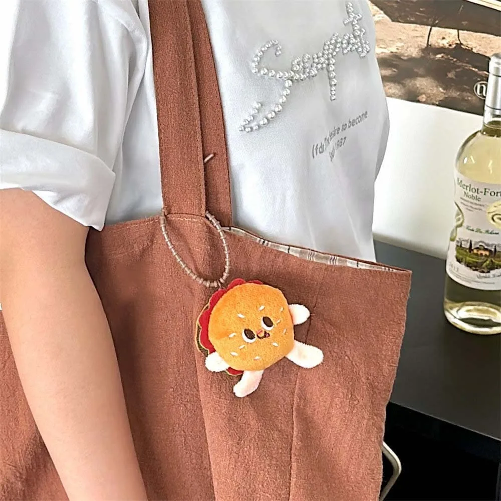 Cartoon Fast Food Plush Hamburger Pendant Soft Stuffed Decoration Plush Hamburger Brooch Bag Ornament Bag Hanging