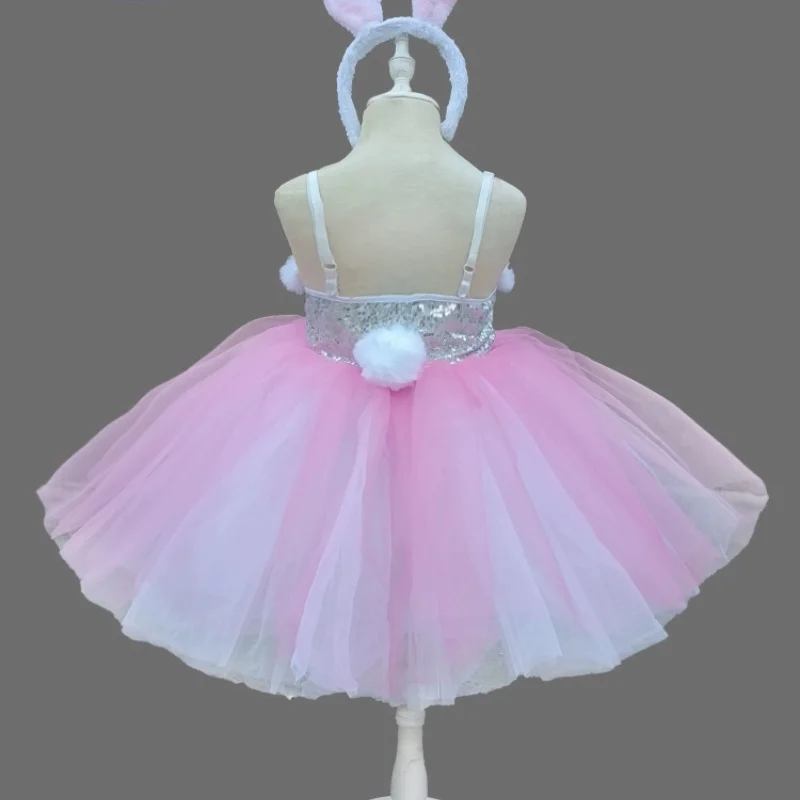 فستان رقص جديد مزين بالترتر وردي لامع زي رقص للفتيات احتفال بالمهرجان فستان رقص حديث أداء فستان ملون